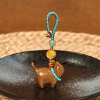 Fortune Jewel Hetian Jade Natural Sandalwood Red Sandalwood Green Sandalwood Fu Character Abundance Key Chain