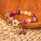 Fortune Jewel Natural Tourmaline Fu Character Flower Lucky Brand Bracelet