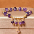 Fortune Jewel Natural Amethyst Four Leaf Clover Star Peace Bracelet