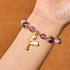 Fortune Jewel Natural Amethyst Sun Stone Butterfly Peace Bracelet