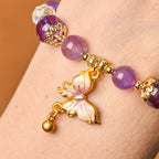 Fortune Jewel Natural Amethyst Sun Stone Butterfly Peace Bracelet