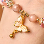 Fortune Jewel Natural Amethyst Sun Stone Butterfly Peace Bracelet