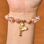 Fortune Jewel Natural Amethyst Sun Stone Butterfly Peace Bracelet