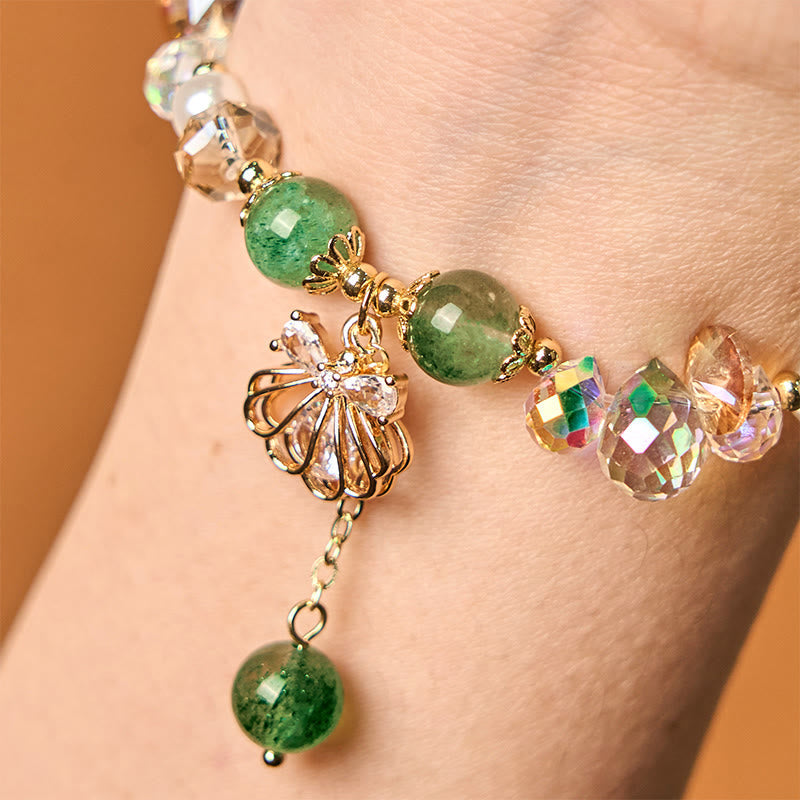 Fortune Jewel Natural Strawberry Quartz Pearl Shell Positive Bracelet