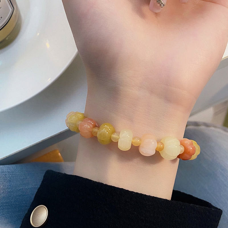 Fortune Jewel Golden Silk Jade Pumpkin Beads Wealth Luck Bracelet