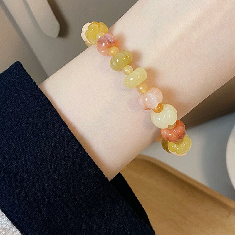 Fortune Jewel Golden Silk Jade Pumpkin Beads Wealth Luck Bracelet