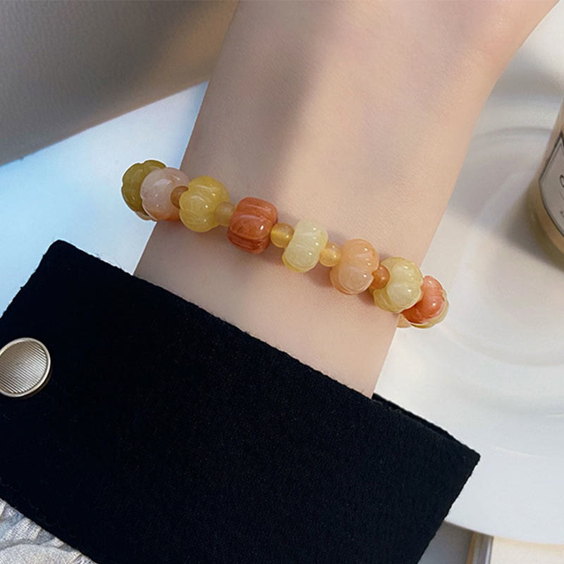 Fortune Jewel Golden Silk Jade Pumpkin Beads Wealth Luck Bracelet