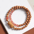 Fortune Jewel Tibetan Zakiram Goddess Of  Wealth South Red Agate Sandalwood Fortune Bracelet