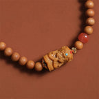 Fortune Jewel Tibetan Zakiram Goddess Of  Wealth South Red Agate Sandalwood Fortune Bracelet