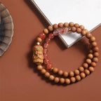 Fortune Jewel Tibetan Zakiram Goddess Of  Wealth South Red Agate Sandalwood Fortune Bracelet