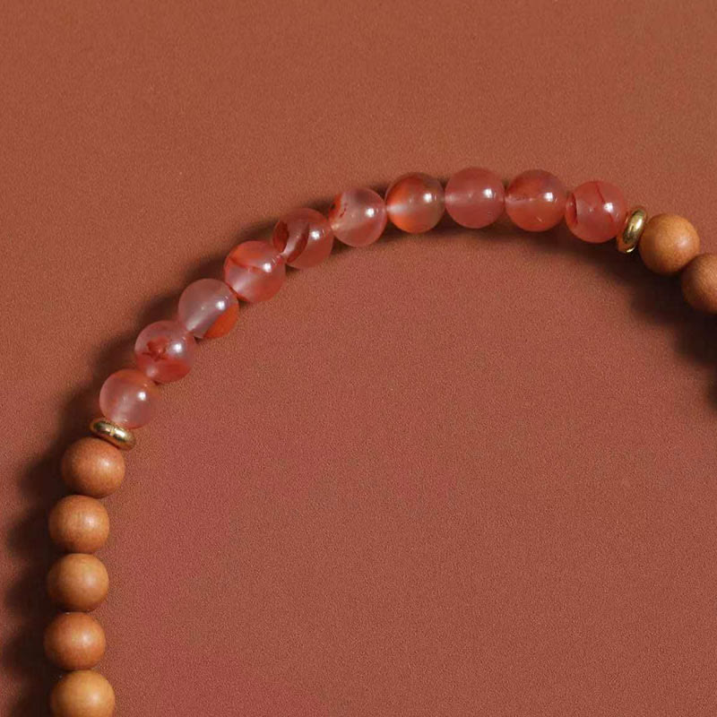 Fortune Jewel Tibetan Zakiram Goddess Of  Wealth South Red Agate Sandalwood Fortune Bracelet