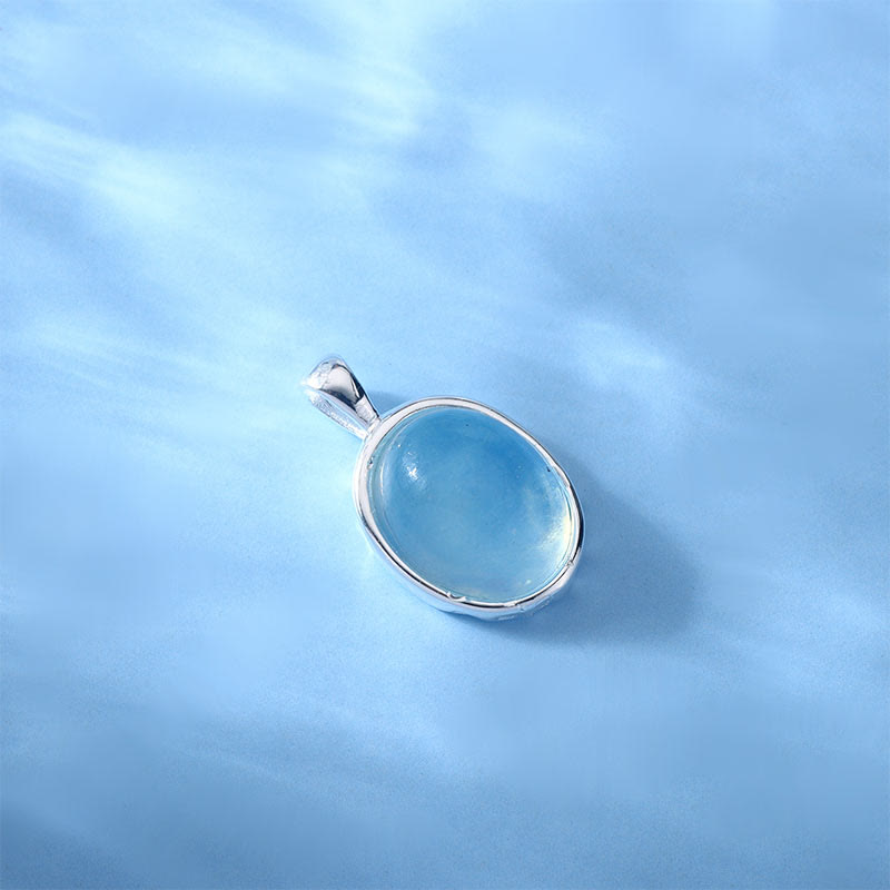 Fortune Jewel 925 Sterling Silver Aquamarine Healing Clavicle Chain Necklace Pendant