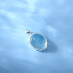 Fortune Jewel 925 Sterling Silver Aquamarine Healing Clavicle Chain Necklace Pendant