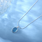Fortune Jewel 925 Sterling Silver Aquamarine Healing Clavicle Chain Necklace Pendant