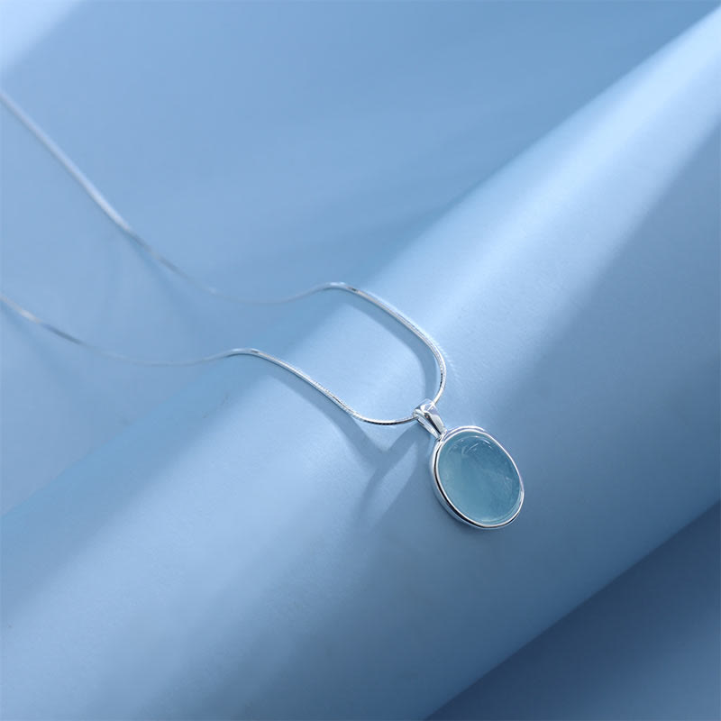 Fortune Jewel 925 Sterling Silver Aquamarine Healing Clavicle Chain Necklace Pendant
