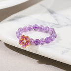 Fortune Jewel 3mm Amethyst Peach Blossom Elastic String Ring