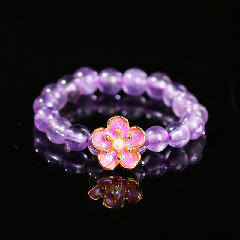 Fortune Jewel 3mm Amethyst Peach Blossom Elastic String Ring