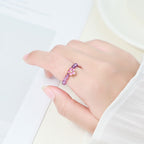 Fortune Jewel 3mm Amethyst Peach Blossom Elastic String Ring