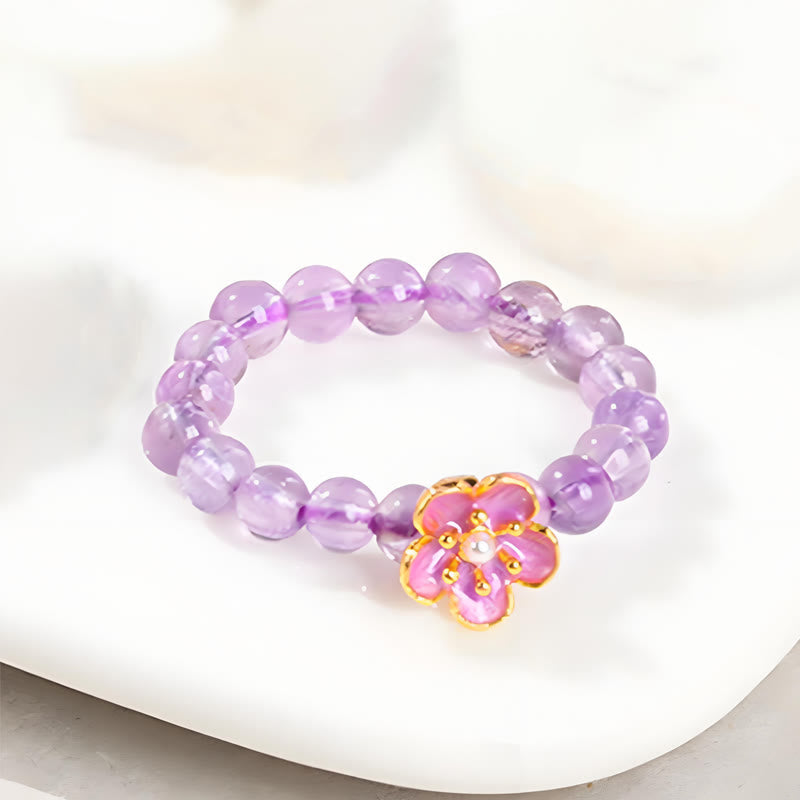 Fortune Jewel 3mm Amethyst Peach Blossom Elastic String Ring