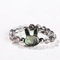 Fortune Jewel 3mm Black Rutilated Quartz Tridacna Stone Rabbit Cat Ring