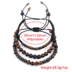 Fortune Jewel 3Pcs Tiger Eye Lava Rock Protection Bracelet Set