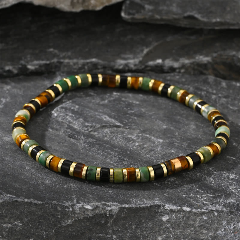 Fortune Jewel Natural Hematite Tiger Eye Stones Support Bracelet