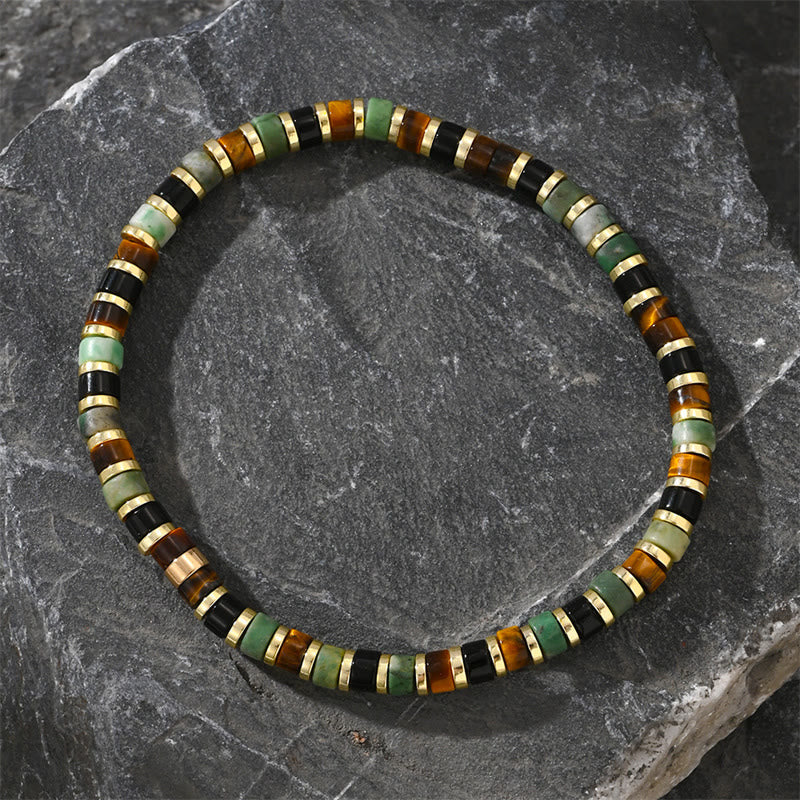 Fortune Jewel Natural Hematite Tiger Eye Stones Support Bracelet