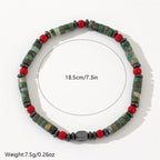 Fortune Jewel Natural Green Stone Hematite Red Coral Powerful Bracelet