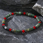Fortune Jewel Natural Green Stone Hematite Red Coral Powerful Bracelet