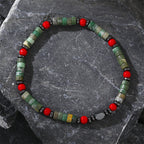 Fortune Jewel Natural Green Stone Hematite Red Coral Powerful Bracelet