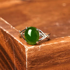 Fortune Jewel Natural Jade Alloy Adjustable Buckle Abundance Ring