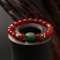 Fortune Jewel Natural Red Agate Green Agate Buddhist Sutras Calm Bracelet