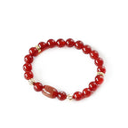 Fortune Jewel Natural Red Agate Green Agate Buddhist Sutras Calm Bracelet