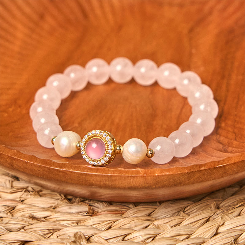 Fortune Jewel Pink Crystal Pearl Warmth Bracelet