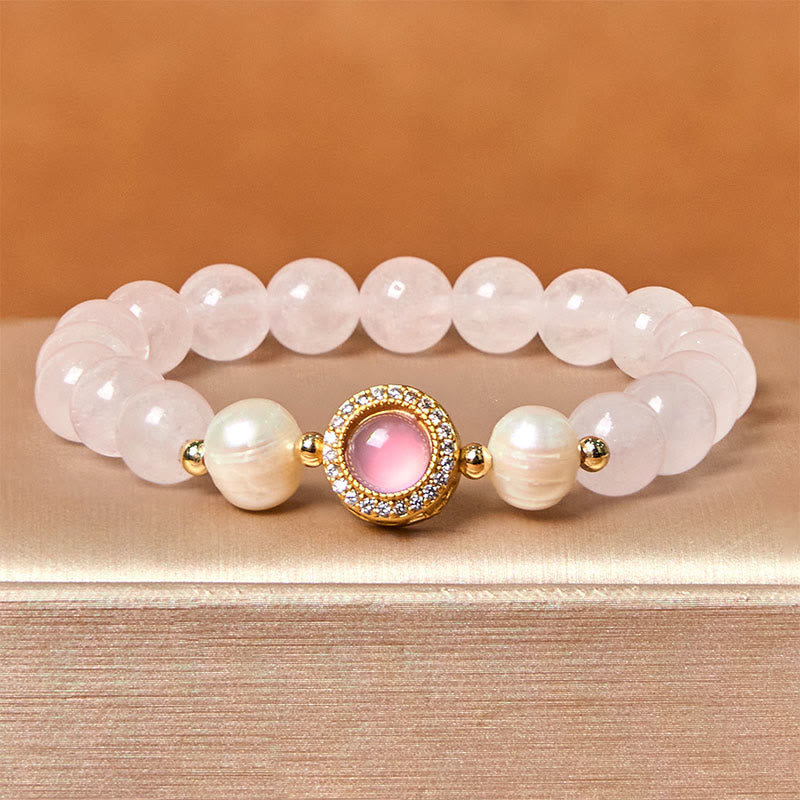 Fortune Jewel Pink Crystal Pearl Warmth Bracelet