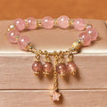 Fortune Jewel Natural Strawberry Quartz Four Leaf Clover Star Positive Bracelet