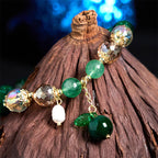 Fortune Jewel Natural Green Tiger Eye Beads Green Leaf Positive Bracelet