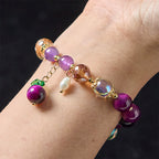 Fortune Jewel Natural Red Tiger Eye Purple Tiger Eye Beads Green Leaf Protection Bracelet