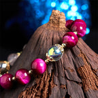 Fortune Jewel Natural Red Tiger Eye Purple Tiger Eye Beads Green Leaf Protection Bracelet
