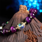 Fortune Jewel Natural Red Tiger Eye Purple Tiger Eye Beads Green Leaf Protection Bracelet