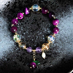 Fortune Jewel Natural Red Tiger Eye Purple Tiger Eye Beads Green Leaf Protection Bracelet