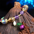 Fortune Jewel Natural Red Tiger Eye Purple Tiger Eye Beads Green Leaf Protection Bracelet