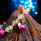 Fortune Jewel Natural Red Tiger Eye Purple Tiger Eye Beads Green Leaf Protection Bracelet