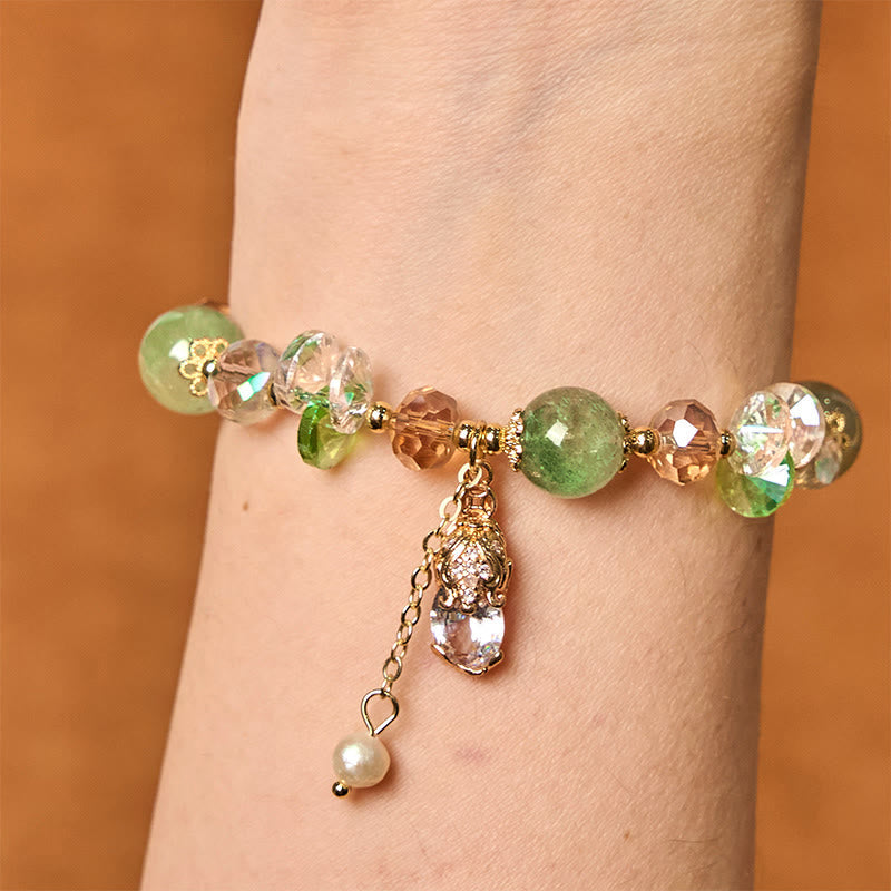 Fortune Jewel Natural Citrine Green Strawberry Quartz PiXiu Prosperity Bracelet