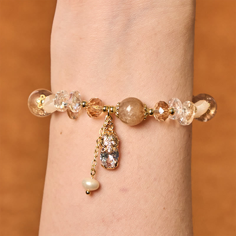 Fortune Jewel Natural Citrine Green Strawberry Quartz PiXiu Prosperity Bracelet