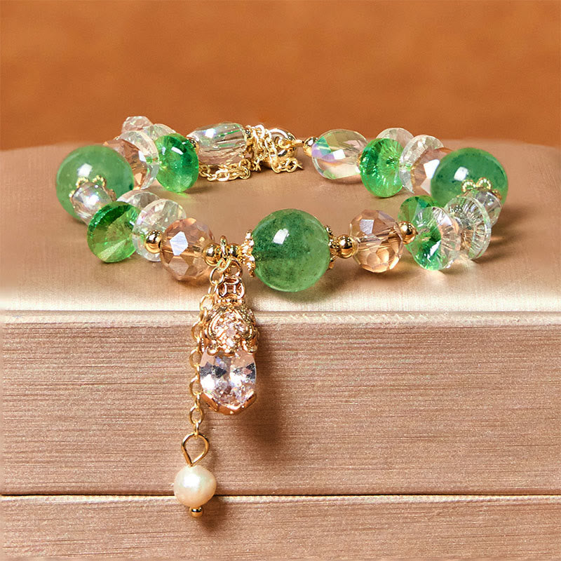 Fortune Jewel Natural Citrine Green Strawberry Quartz PiXiu Prosperity Bracelet