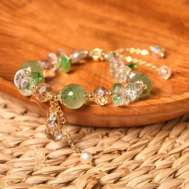 Fortune Jewel Natural Citrine Green Strawberry Quartz PiXiu Prosperity Bracelet