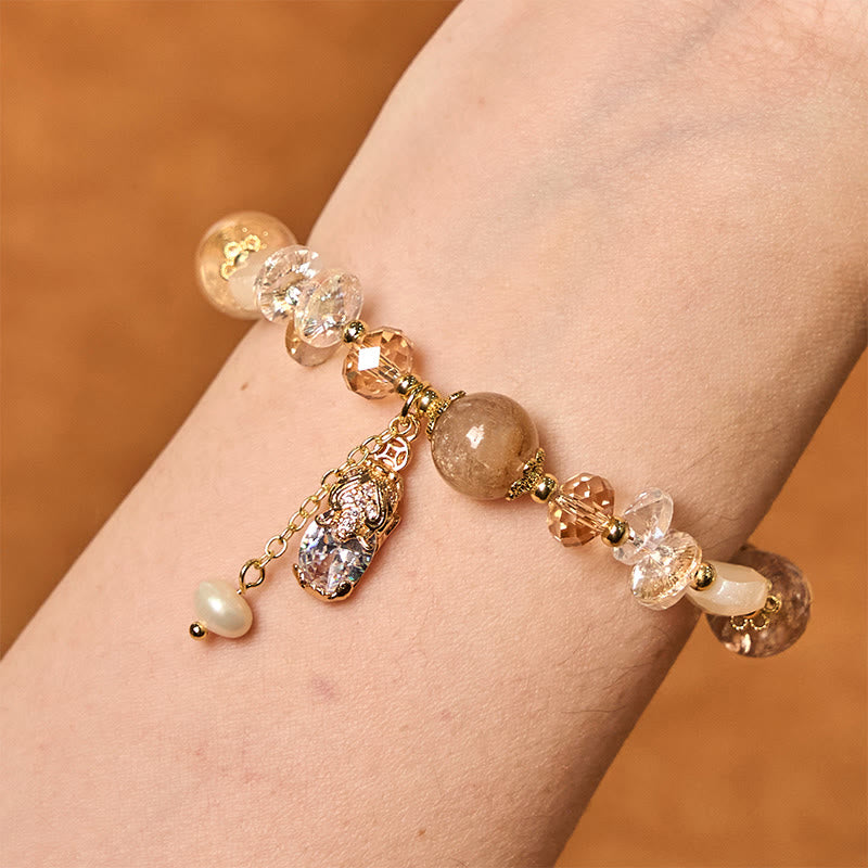 Fortune Jewel Natural Citrine Green Strawberry Quartz PiXiu Prosperity Bracelet
