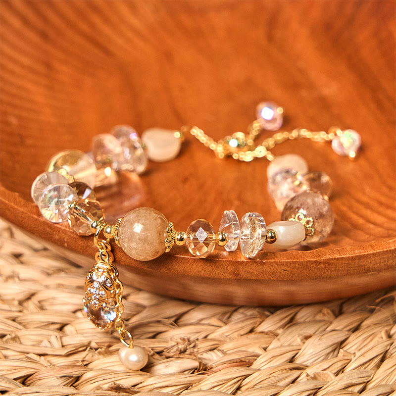Fortune Jewel Natural Citrine Green Strawberry Quartz PiXiu Prosperity Bracelet