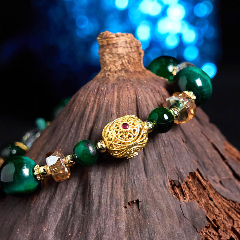 Fortune Jewel Natural Red Tiger Eye Green Tiger Eye Beads Weight Balance Bracelet
